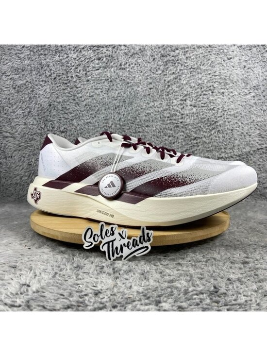 Adidas Adizero Evo SL Texas A&M Size 13 Men Running White Team Maroon JQ4566